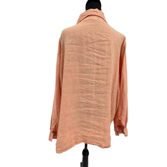 Elisabeth Liz Claiborne Women Linen Oversized Button Up Shirt Peach 3X Lagenlook - Picture 6 of 7